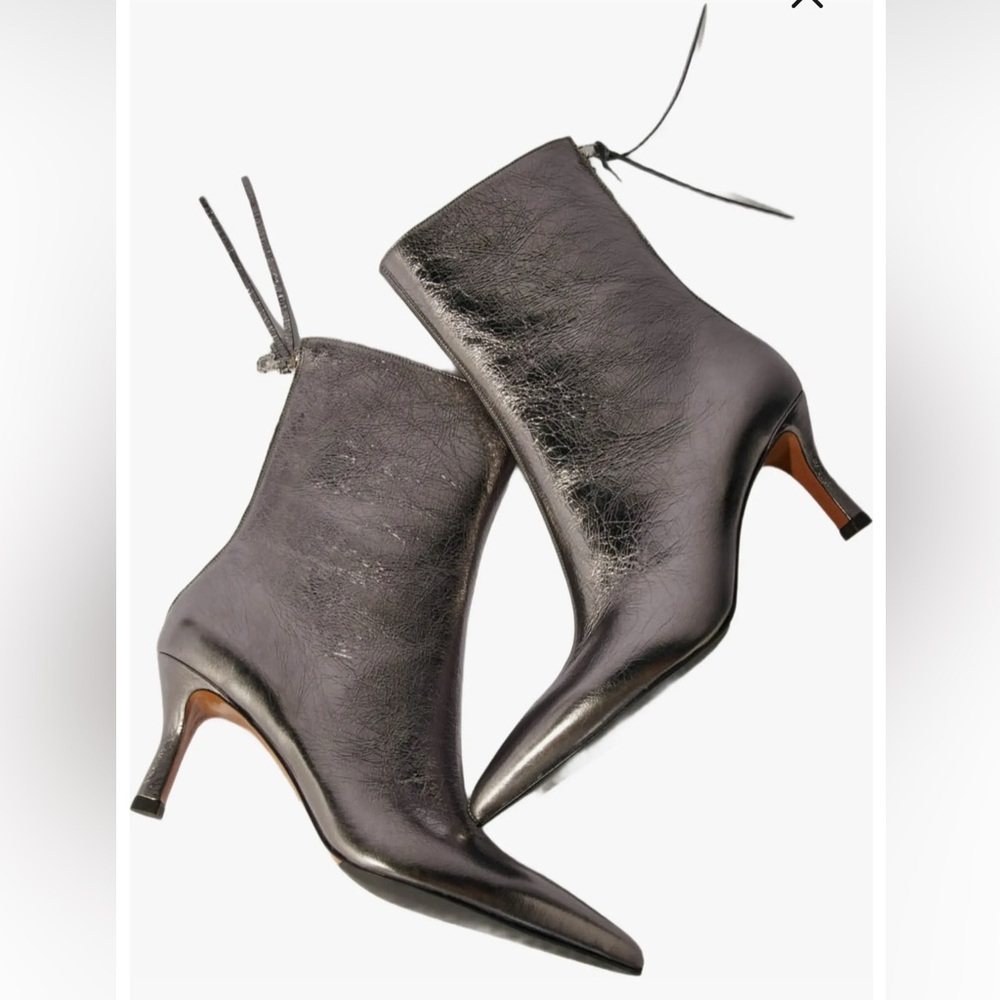 Maje Metallic pointed-toe boots